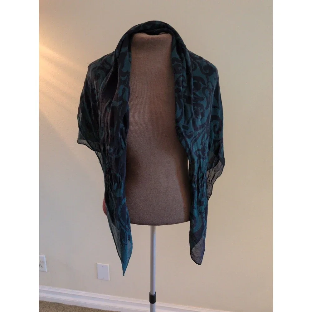 Vintage Georgiou 100% Silk Paisley Scarf 45x45”  Swirl Pattern Large Wrap / Top